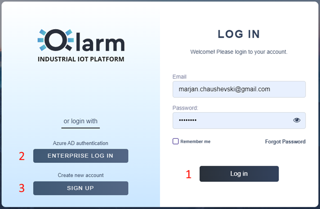 Log In Screen