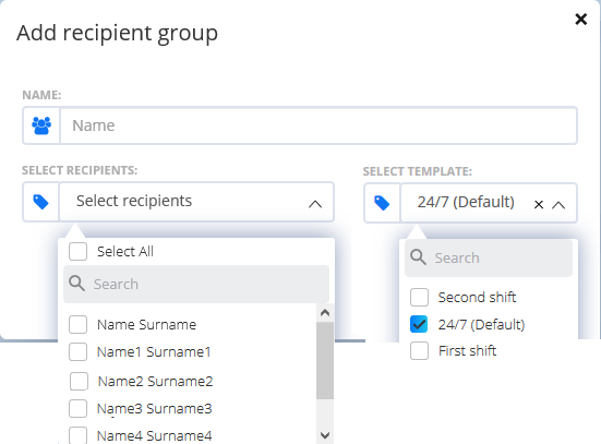 Recipients group configuration