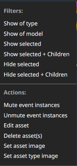 Asset Context Menu