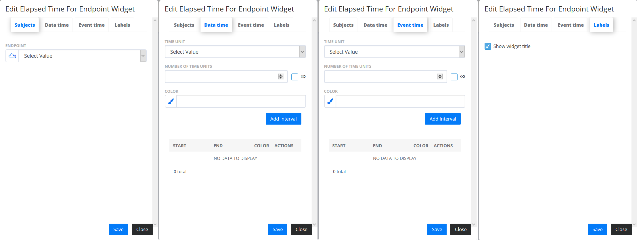 Elapsed time for endpoint widget menu