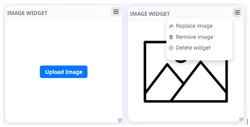 Image widget menu