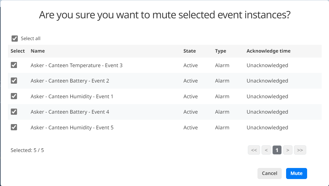 mute event instances pop-up