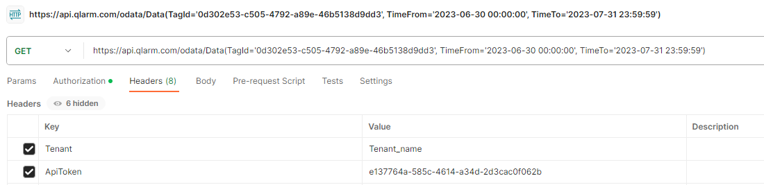 Copy API Token for request header