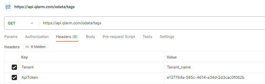 Copy API Token for request header