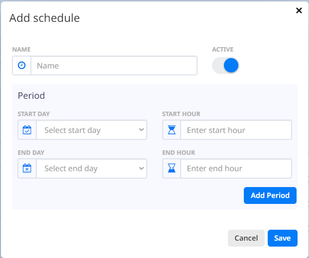 Schedule configuration