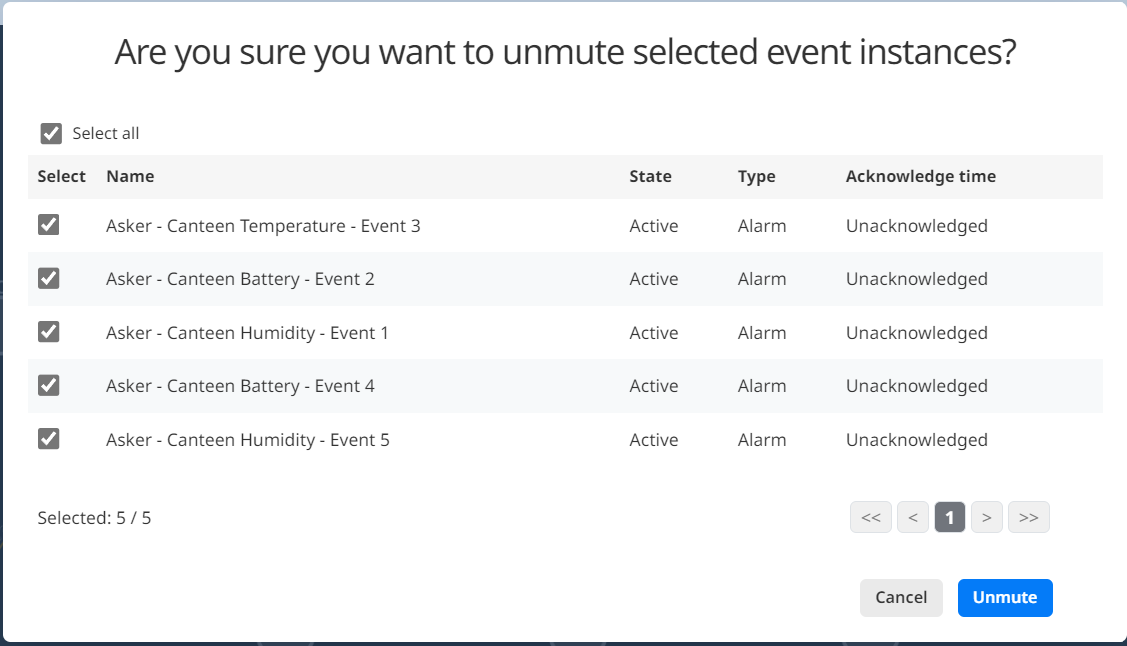 unmute event instances pop-up